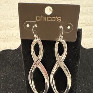 Chico's Polished Silver Infinity Drop Earrings